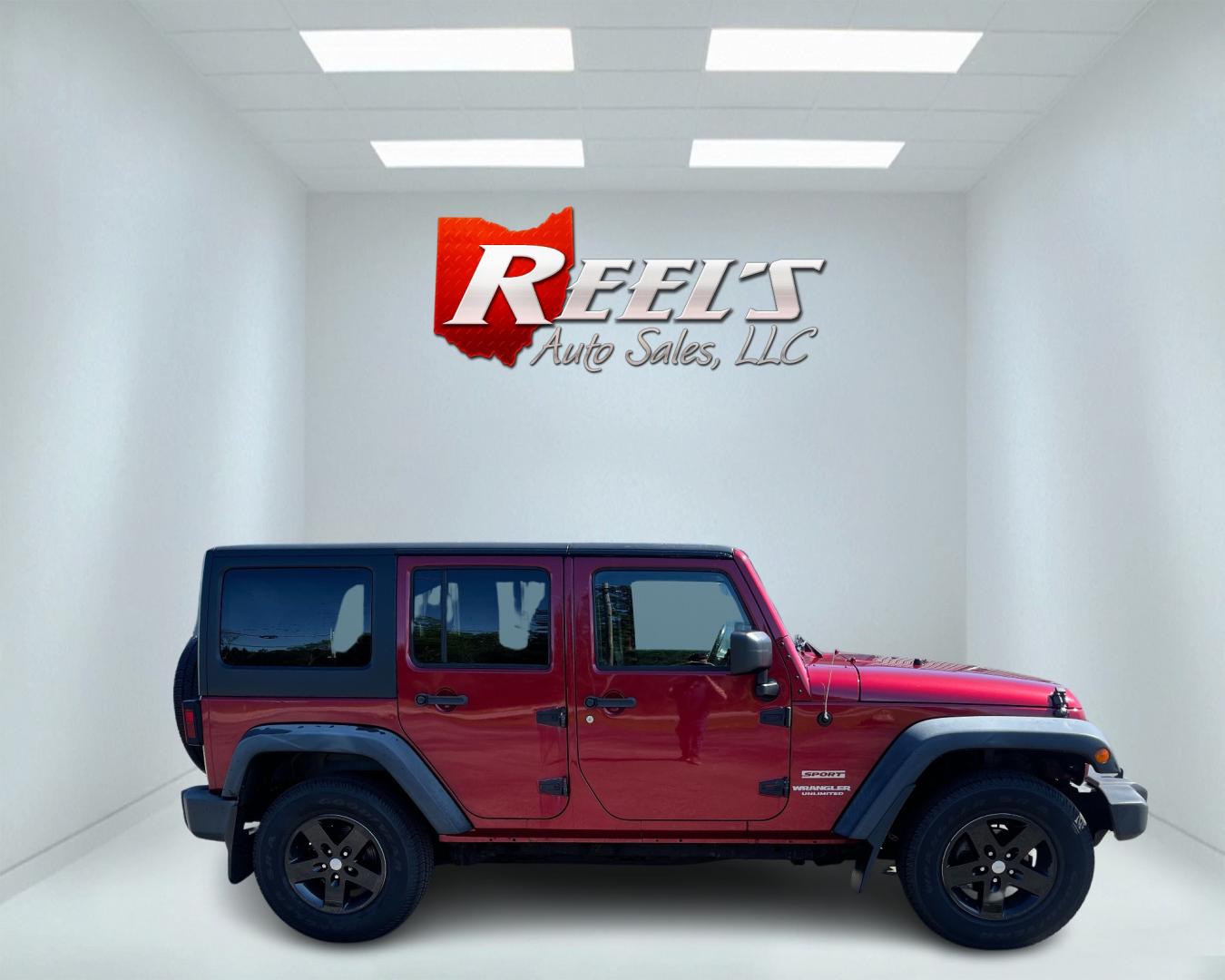 2012 Red /Black Jeep Wrangler Unlimited Sport 4WD (1C4BJWDG3CL) with an 3.6L V6 DOHC 24V engine, 5-Speed Automatic transmission, located at 547 E. Main St., Orwell, OH, 44076, (440) 437-5893, 41.535435, -80.847855 - This 2012 Jeep Wrangler Unlimited Sport with 4WD features a robust 3.6-liter Pentastar V6 engine paired with a 5-speed automatic transmission. It is equipped with a Dana 44 rear axle and a Dana 30 front axle, ensuring durable and reliable off-road capabilities. The model comes with a hardtop convert - Photo#4